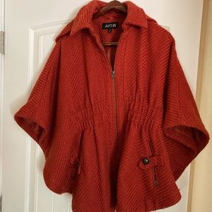 Beautiful Burnt Orange Heavy Knit, Lined, Hooded Poncho by Apt 9